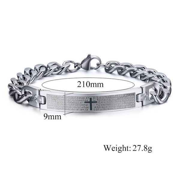 18k gold plated bracelets bangles fashion men jewelry jesus cross stainless steel personalized charm man gifts