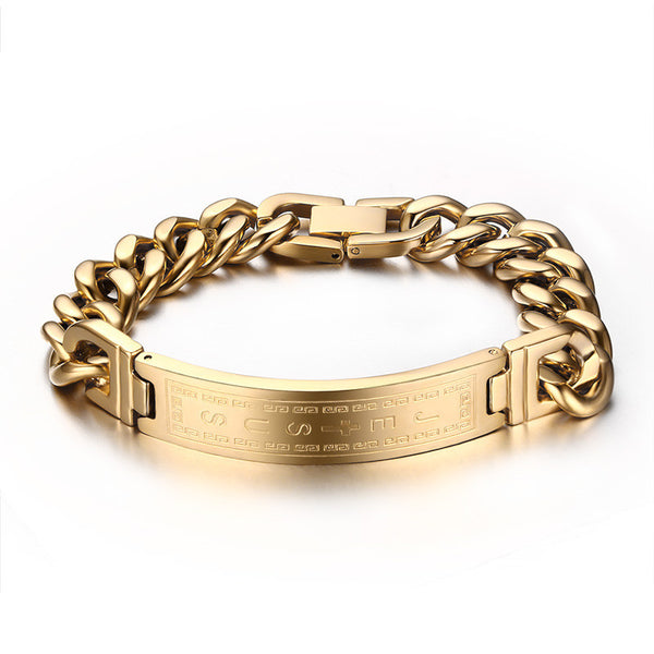 18k gold plated bracelets bangles fashion men jewelry jesus cross stainless steel personalized charm man gifts