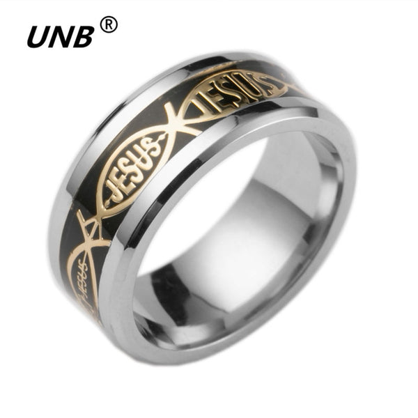 Wholesale 5 Style Gold Plated 316L Stainless Steel Finger Ring For man Woman Jesus Rings Fashion Religious Christianity Jewelry