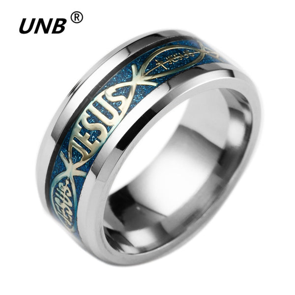 Wholesale 5 Style Gold Plated 316L Stainless Steel Finger Ring For man Woman Jesus Rings Fashion Religious Christianity Jewelry