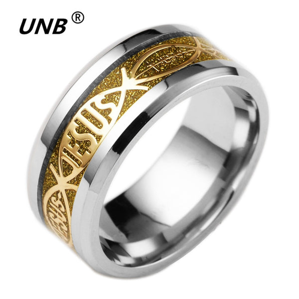 Wholesale 5 Style Gold Plated 316L Stainless Steel Finger Ring For man Woman Jesus Rings Fashion Religious Christianity Jewelry