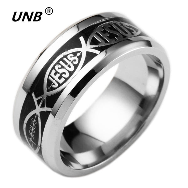 Wholesale 5 Style Gold Plated 316L Stainless Steel Finger Ring For man Woman Jesus Rings Fashion Religious Christianity Jewelry