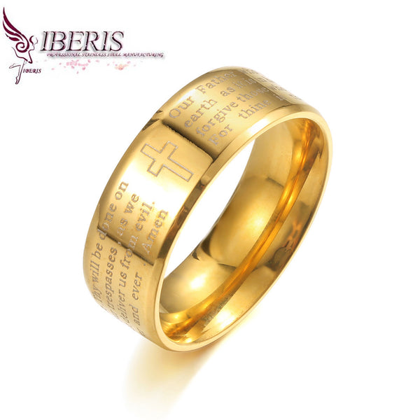 18K Gold plated Bible Stainless steel Ring for women men Christian Anniversary Gift jewelry