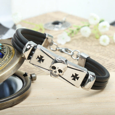 European and American Leather Bracelet Jewelry Titanium Steel Bracelet Christian (God Bless) Cross Bracelet Wholesale