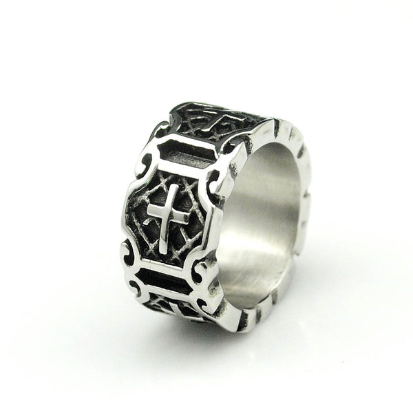 Classic Retro Christian Jesus Stainless Steel Cross Ring Christian Believers Punk Rock Men's Rings Jewelry,AR464