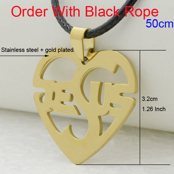 Heart Jesus Pendant Necklace Prayer God Stainless Steel Gold/Silver Lesous Cross Jewelry Women Men,Church Christianity Religion