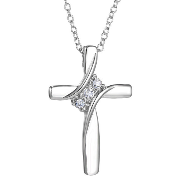 Vintage Catholic Necklace Fashion Crystal Cross Pendant Necklace Women Jewelry Wholesale Christian Halloween Gift FN809