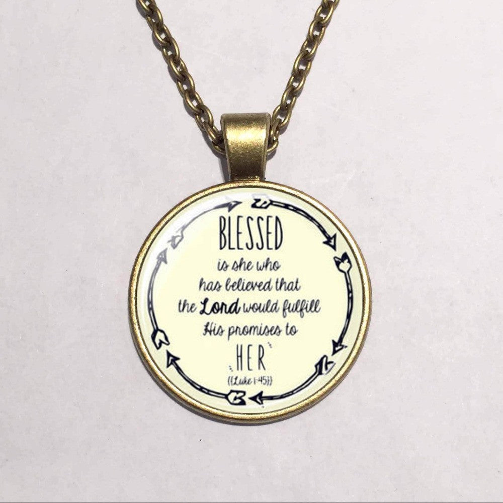 Wholesale Glass Dome Blessed Necklace Christian Pendant Necklace Scripture Jewelry Scripture Necklace