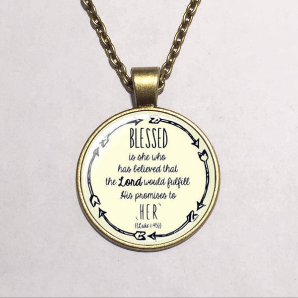 Wholesale Glass Dome Blessed Necklace Christian Pendant Necklace Scripture Jewelry Scripture Necklace