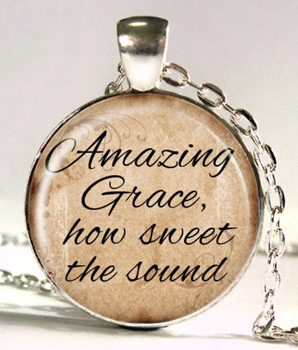 Christian jewelry Inspirational Jesus necklace silver chain necklace Faith Bible pendant Amazing grace how sweet the around