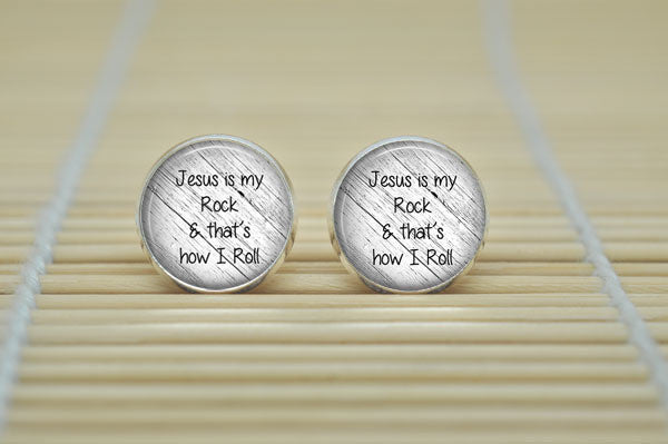 10pair Jesus is my rock and that's how I roll Earring Faith Christian Inspirational Inspirational Jewelry Cabochon Earring B1919