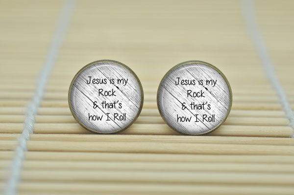 10pair Jesus is my rock and that's how I roll Earring Faith Christian Inspirational Inspirational Jewelry Cabochon Earring B1919