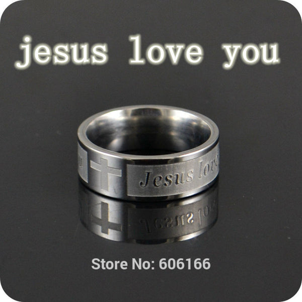 NEW 12x Jesus love you Cross Stainless Steel Rings Men's Women's Comfort Fit Ring Fashion Christian Religious Jewelry