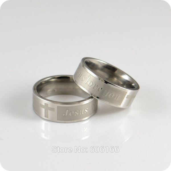 NEW 12x Jesus love you Cross Stainless Steel Rings Men's Women's Comfort Fit Ring Fashion Christian Religious Jewelry