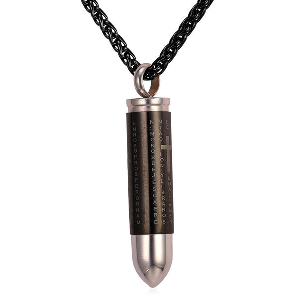 U7 New Stainless Steel Bullet Pendant Men Necklace Two Use Wholesale Trendy Gold Cross Bible Christian Necklace Men Jewelry P814